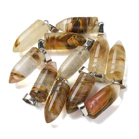 Synthetic Watermelon Stone Glass Pointed Pendants G-B127-18P-08-1