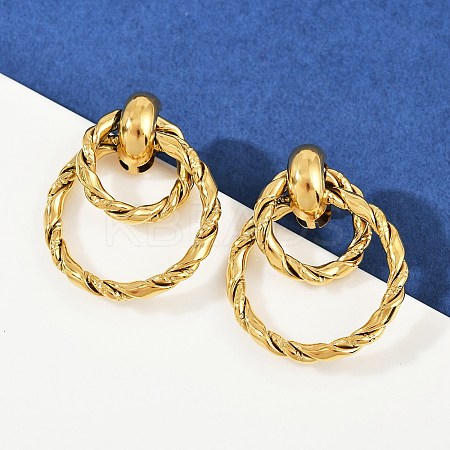 304 Stainless Steel Twist Double Ring Dangle Stud Earrings EJEW-K268-30G-1