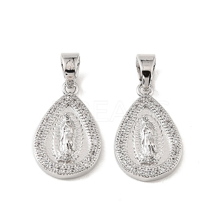 Brass & Clear Cubic Zirconia Pendants KK-G558-09P-1