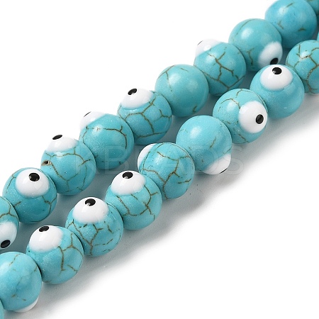 Synthetic Turquoise Enamel Beads Strands G-P507-17A-1