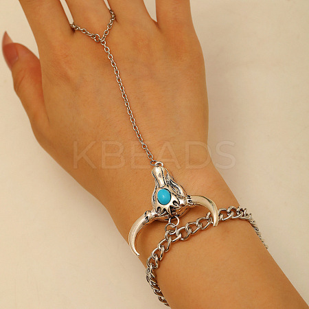 Alloy and Synthetic Turquoise Ring Bracelets for Women FS-WG192DC-01-1