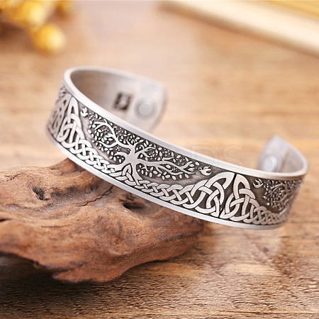 Tree of Life Pattern Alloy Magnetic Cuff Bangles for Men FS-WG37AAB-02-1