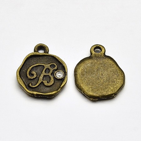 Antique Bronze Plated Alloy Rhinestone Charms ALRI-J152-B-NF-1