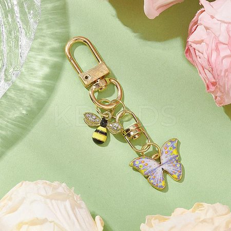 Butterfly Bees Alloy Enamel Pendant Decorations HJEW-JM02688-02-1