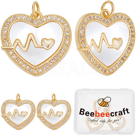 6Pcs Brass Micro Pave Clear Cubic Zirconia Pendants KK-BBC0016-05-1