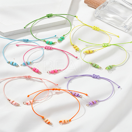 8Pcs 8 Colors Braided Waxed Polyester Cord Adjustable Link Bracelet Makings MAK-LP0001-06-1