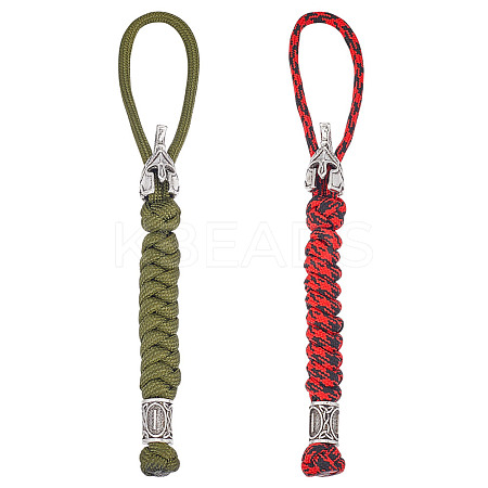 2Pcs 2 Colors Handmade Spartan Nylon Parachute Cord Pendant Decorations for Men KEYC-HY0001-32-1
