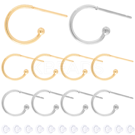 40Pcs 2 Colors 304 Stainless Steel Stud Earring Findings STAS-SC0010-32-1