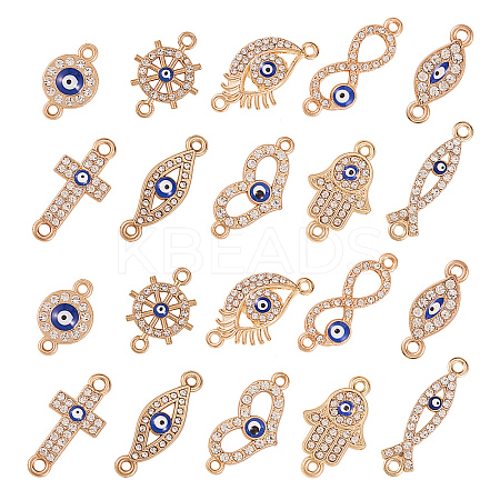 50Pcs 10 Style Alloy Links PALLOY-CJ0001-166-1
