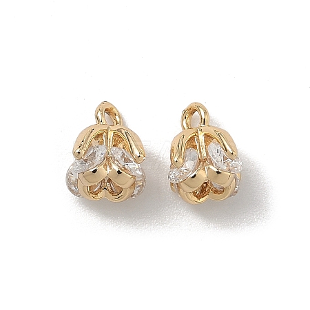 Brass Pave Cubic Zirconia Flower Charms KK-A286-21G-01-1