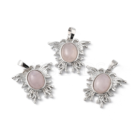 Natural Rose Quartz Pendants G-P498-03P-19-1