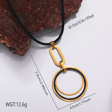 304 Stainless Steel Multiple Ring Pendant Necklaces for Women WG12000-03-1