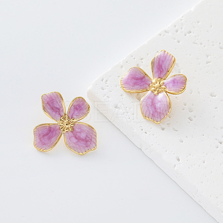 304 Stainless Steel Enamel Stud Earrings for Women MC3518-3-1