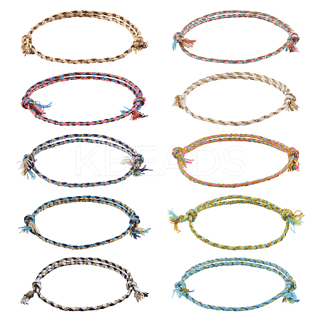  50Pcs 10 Colors Cotton Braided Cord Bracelets Set BJEW-TA0001-07-1