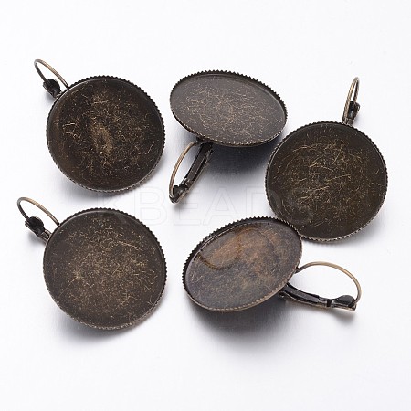 Antique Bronze Tone Brass Leverback Earring Findings Fit Domed Cabochons X-KK-A023-AB-1