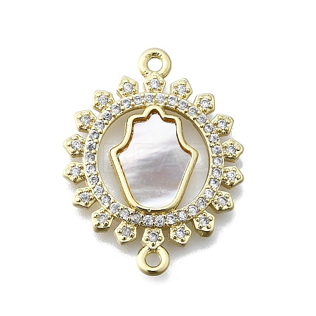 Hamsa Hand Connector Charms KK-V010-02G-03-1