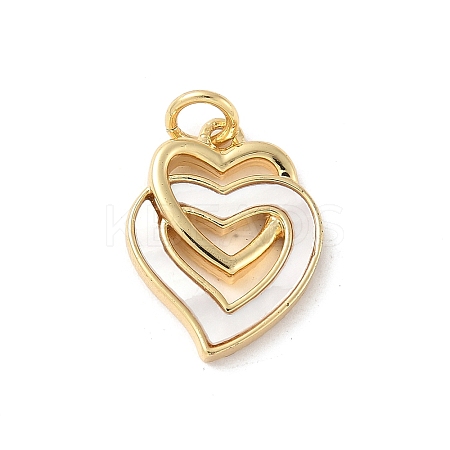 Brass Pave Natural White Shell Pendants KK-S522-08C-G-1