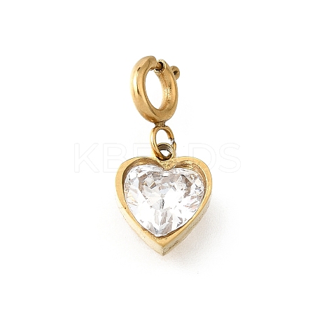Heart 304 Stainless Steel Rhinestone Pendant Decorations STAS-H202-39G-1
