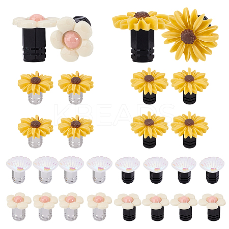 12Pcs 3 Styles Resin Flower Shell & Aluminium Alloy Tire Valve Stem Caps HJEW-NB00307-1
