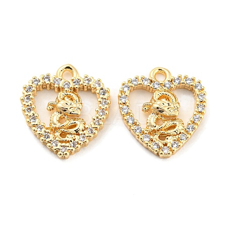 Brass Micro Pave Clear Cubic Zirconia Charms KK-Z034-02G-1