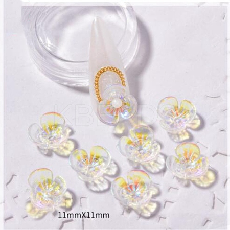 Resin 3-petals Flower Nail Art Charms MRMJ-WH0079-21-1