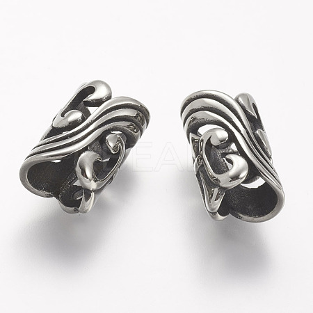 304 Stainless Steel Hollow Beads STAS-P144-01AS-1