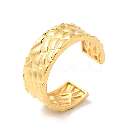 Ion Plating(IP) 304 Stainless Steel Textured Open Cuff Ring for Men Women RJEW-I085-23G-1