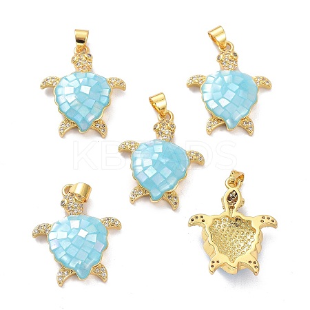 Real 18K Gold Plated Brass Micro Pave Clear Cubic Zirconia Pendants KK-D004-05G-B-1
