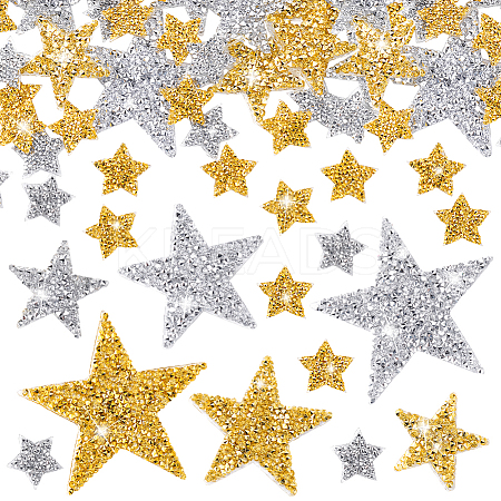 64Pcs 8 Styles Star Glitter Hotfix Rhinestone FIND-PH0023-19-1