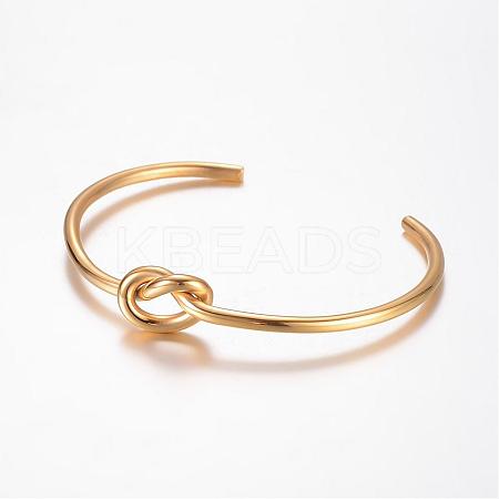 Unique Design 304 Stainless Steel Cuff Bangles BJEW-K105-07G-1