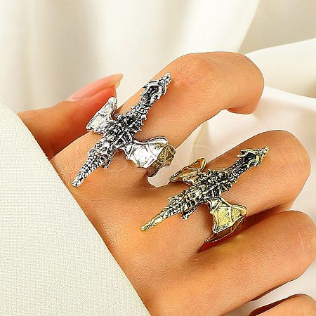 Dragon Alloy Open Cuff Rings for Women Men LS-RJEW-A045-02AS-1