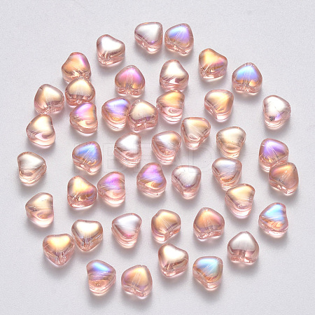 Transparent Spray Painted Glass Beads GLAA-R211-02-D03-1