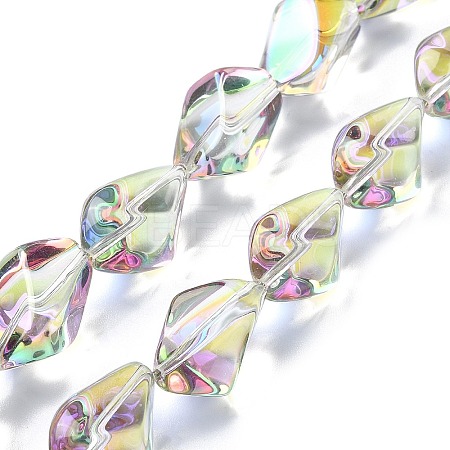 Half Rainbow Plated Electroplate Transparent Glass Beads Strands EGLA-E060-01A-HR02-1