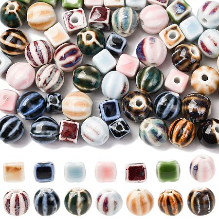 56Pcs 14 Styles Handmade Porcelain Beads PORC-FS0001-30-1