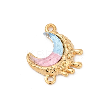 304 Stainless Steel & Resin Melting Moon Connector Charms STAS-C121-03G-1