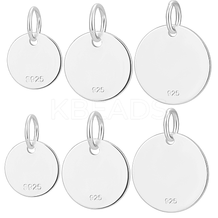 6Pcs 3 Size 925 Sterling Silver Pendants STER-BBC0005-38S-1