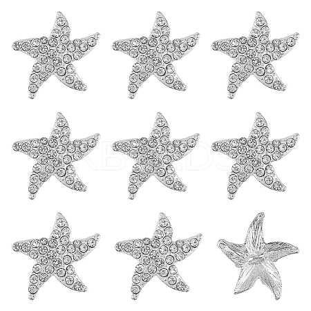 DICOSMETIC 8Pcs 1-Hole Silver Plated Alloy Rhinestone Shank Buttons BUTT-DC0001-07-1