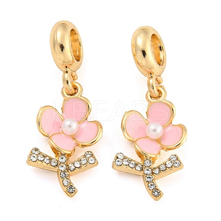 Rack Plating Alloy Enamel Flower European Dangle Charms FIND-B034-15G-01-1
