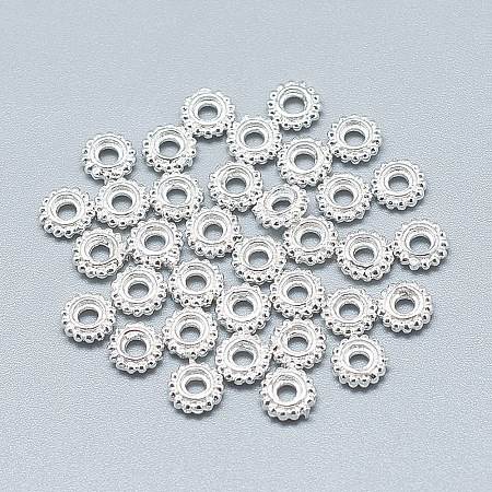 925 Sterling Silver Granulated Spacer Beads STER-T002-73S-1