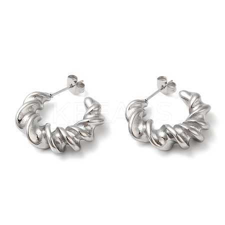 Non-Tarnish 304 Stainless Steel Twist Round Earrings LS-EJEW-K244-29P-1