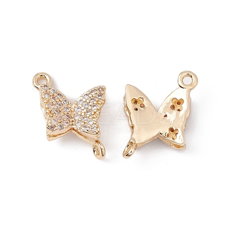 Brass Micro Pave Clear Cubic Zirconia Connector Charms ZIRC-P100-06G-1