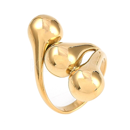 304 Stainless Steel Open Cuff Rings for Women RJEW-A049-01A-G-1