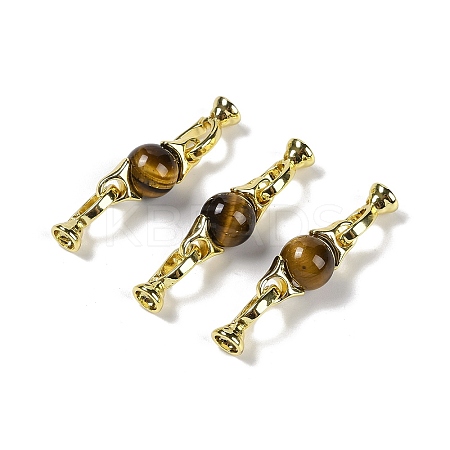 Natural Tiger Eye with Brass Fold Over Clasps G-G141-03G-14-1