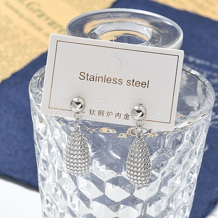 304 Stainless Steel Teardrop Dangle Stud Earrings for Women EJEW-A119-16P-1