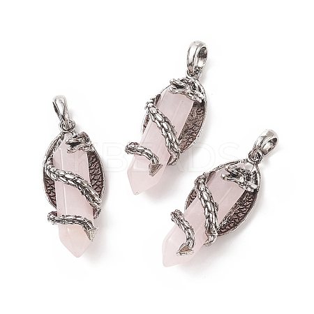 Natural Rose Quartz Pointed Pendants G-C051-01B-1