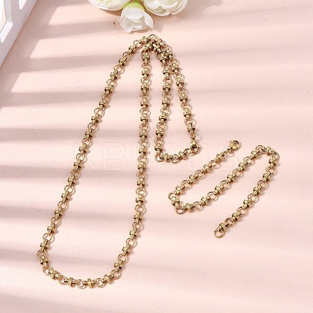 304 Stainless Steel Link Chain Bracelet & Necklace Jewelry Sets SJEW-L199-12G-1