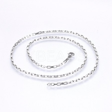 Non-Tarnish 304 Stainless Steel Box Chain Necklaces NJEW-F226-07P-12-1