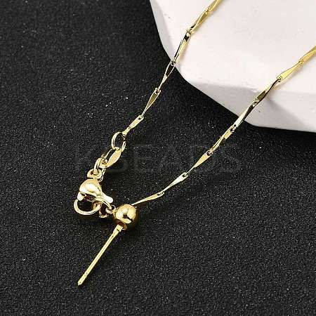 Brass Bar Link Chain Adjustable Slider Necklaces NJEW-M108-10G-1