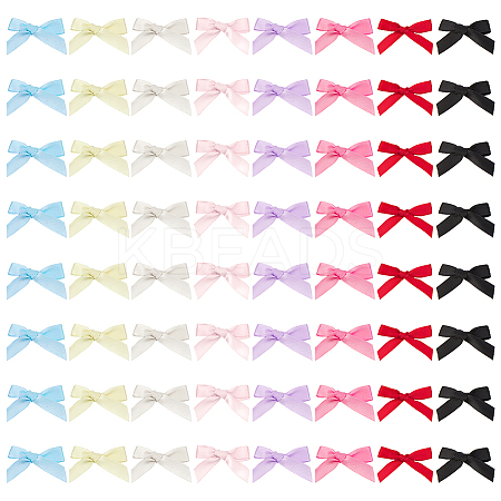 64Pcs 8 Colors Bowknot Polyester Alligator Hair Clips AJEW-CP0008-36-1