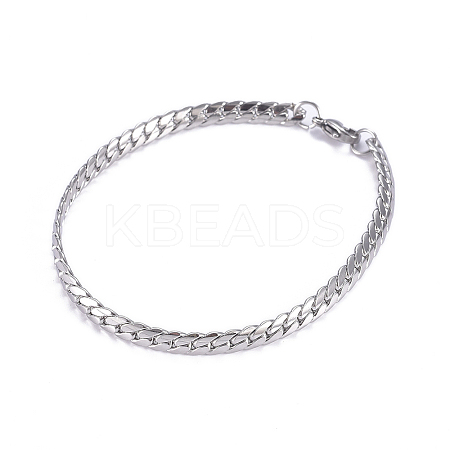 Tarnish Resistant Men's 304 Stainless Steel Cuban Link Chain Bracelets LS-BJEW-G631-07P-1